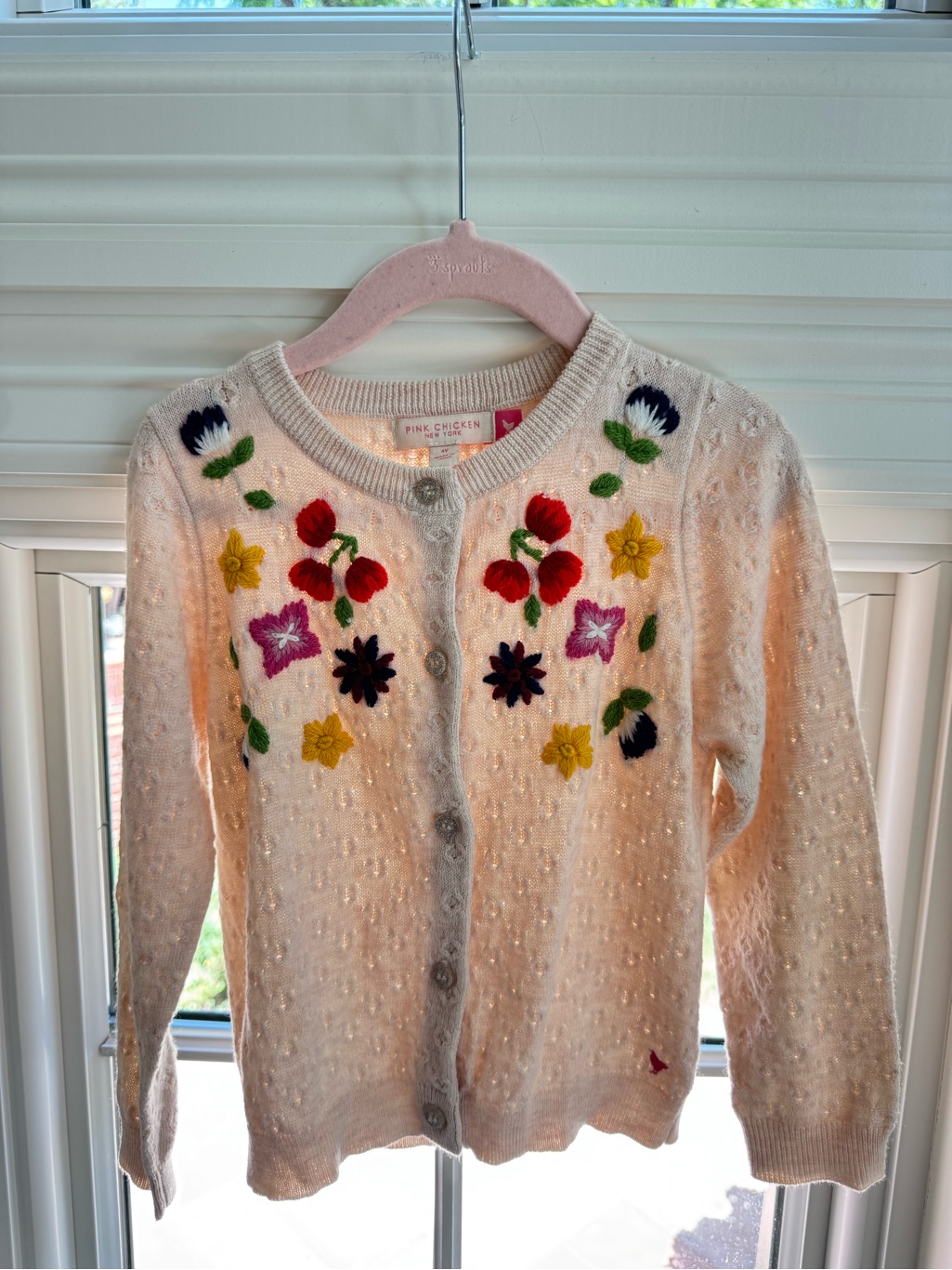 Pink Chicken Floral Children's Cardigan